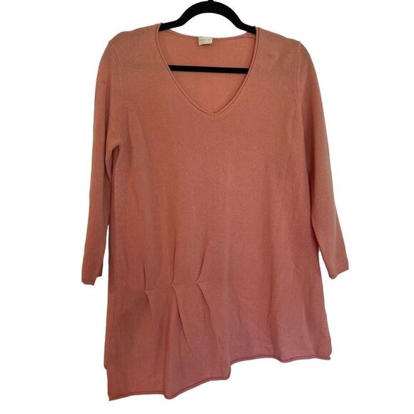 Poetry NWT 100% Cashmere orange vneck sweater *flaw - Picture 1 of 11